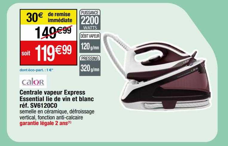centrale vapeur express essential lie de vin et blanc calor