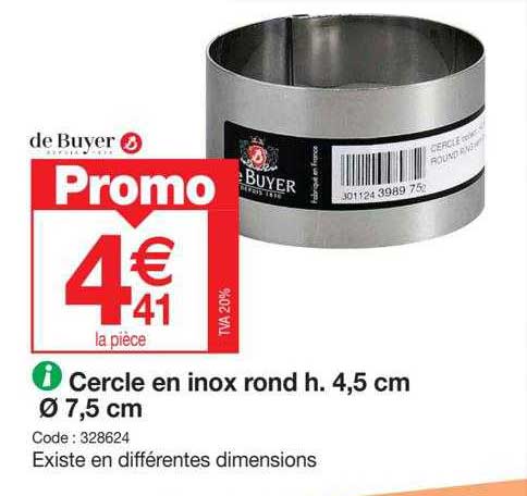 cercle en inox rond h. 4,5 cm ø 7,5 cm