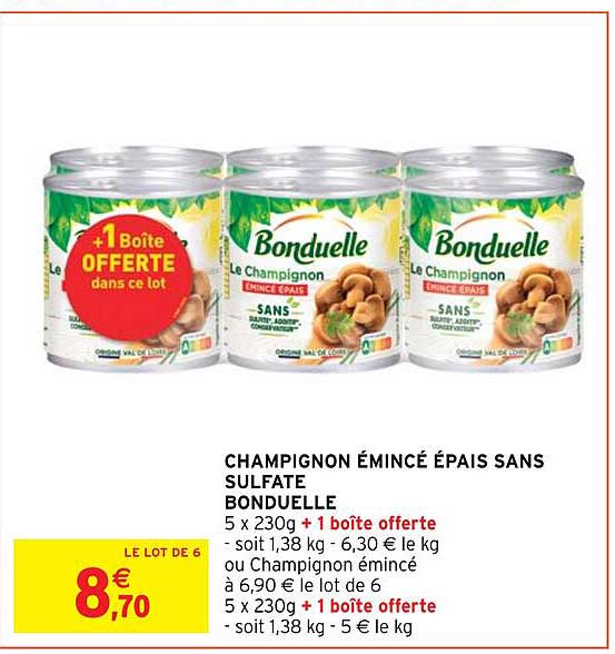 champignon émincé épais sans sulfate bonduelle