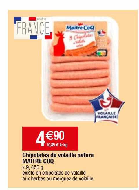 chipolatas de volaille nature maître coq