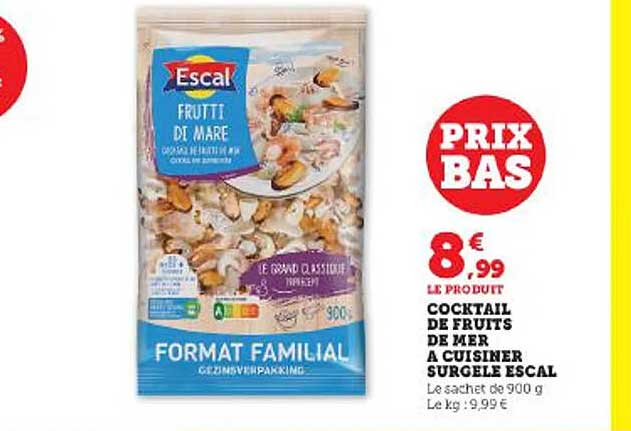 cocktail de fruits de mer à cuisiner surgelé escal