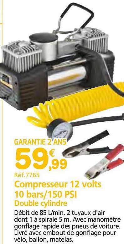 compresseur 12 volts 10 bars-150 psi doble cylindre