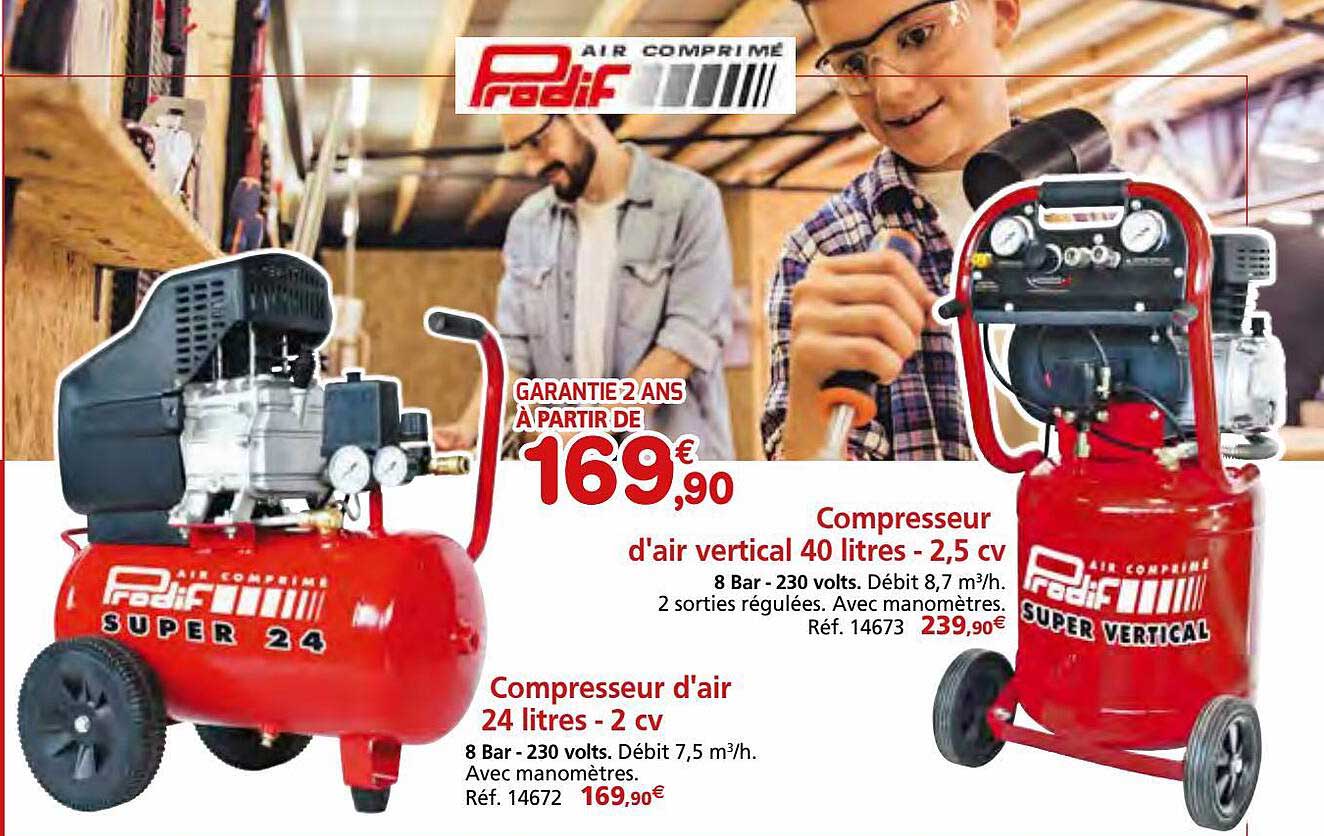 compresseur d'air vertical 40 litres - 2,5 cv, compresseur d'air 24 litres - 2 cv