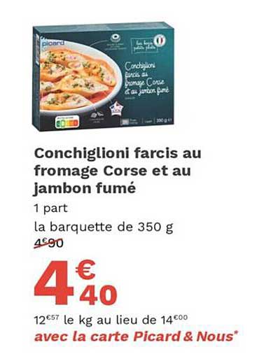 conchiglioni farcis au fromage corse et au jambon fumé