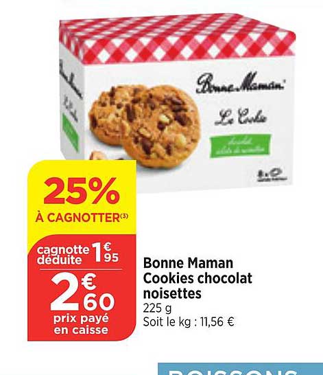 cookies chocolat noisettes bonne maman