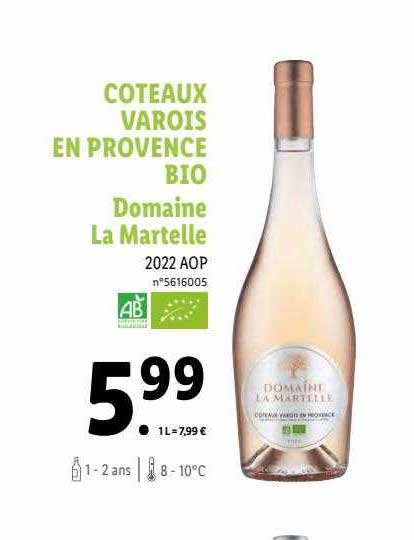 coteaux varois en provence bio domaine la martelle 2022 aop