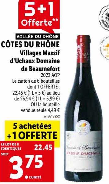 côtes du rhône villages massif d'uchaux domaine de beaumefort 2022 aop