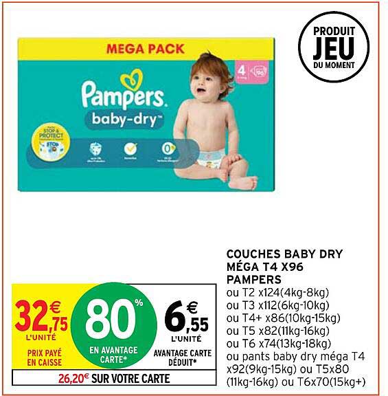 couchees baby dry méga t4 x96 pampers