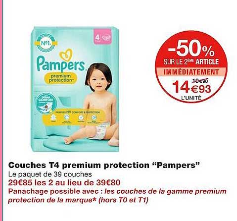 Couches T4 Premium Protection "pampers"