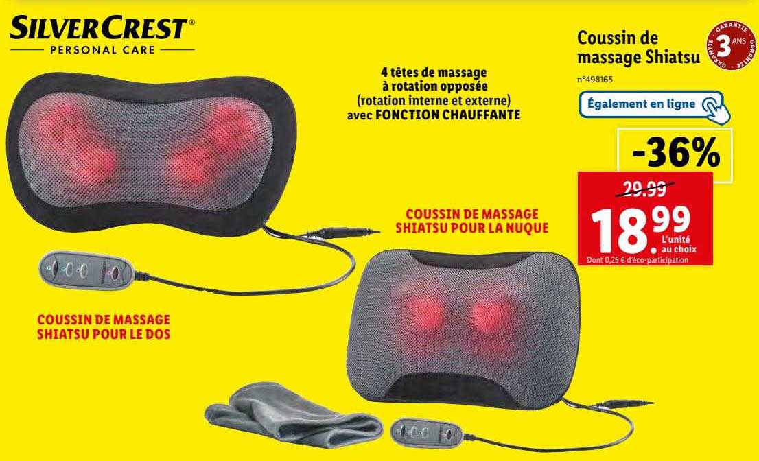 coussin de massage shiatsu silver crest
