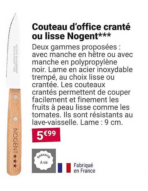 couteau d'office cranté ou lisse nogent