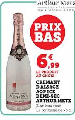 crémant d'alsace aop ice demi-sec arthur metz