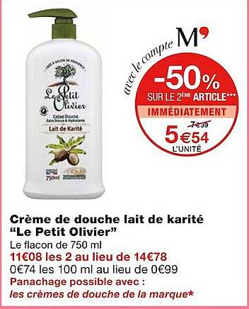 Crème De Douche Lait De Karité "le Petit Olivier"