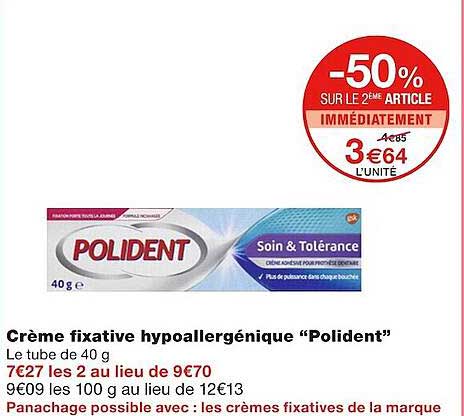 crème fixative hypoallergénique "polident"