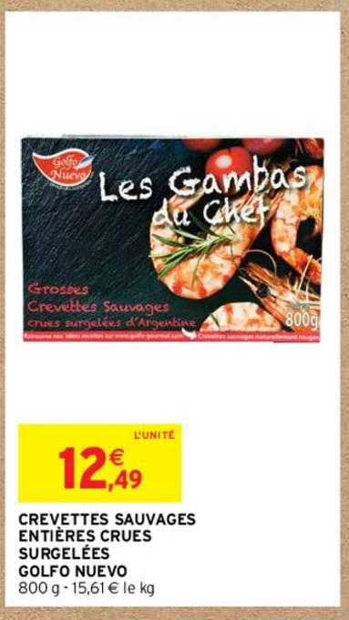 crevettes sauvages entières crues surgelées golfo nuevo