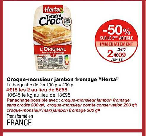 croque-monsieur jambon fromage "herta"