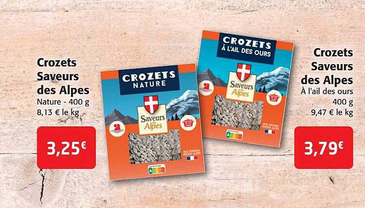 Crozets Saveurs Des Alpes Nature, Crozets Saveurs Des Alpes à L'ail Des Ours