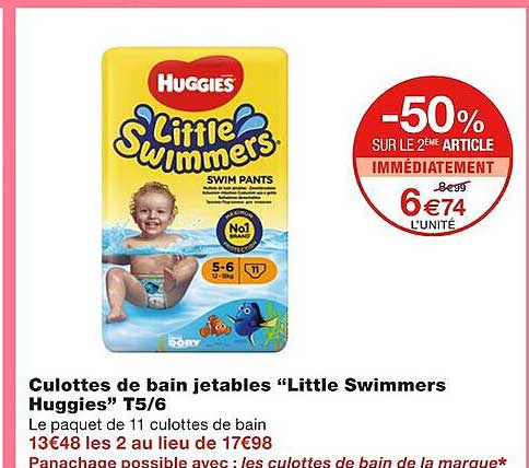 culottes de bain jetables "little swimmers huggies" t5-6