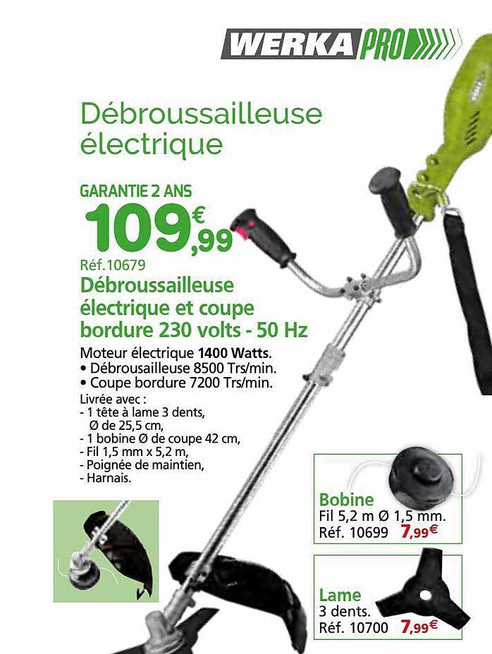 débroussailleuse électrique et coupe bordure 230 volts - 50hz werka pro