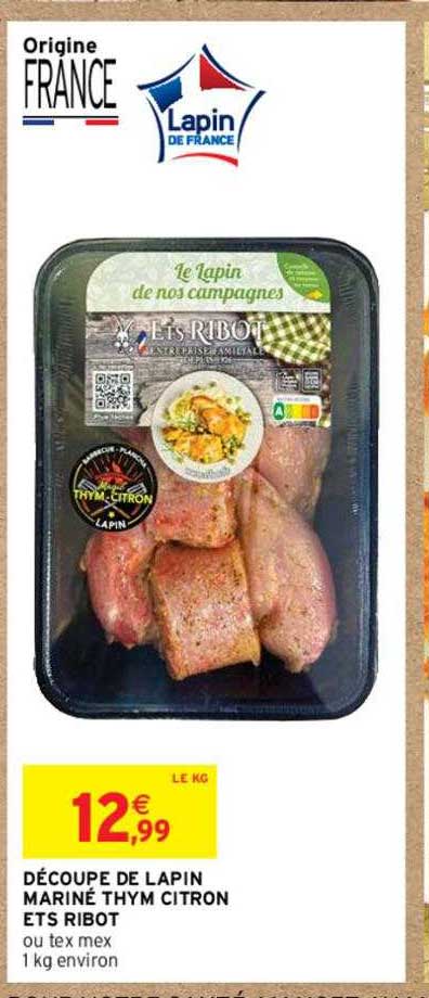 découpe de lapin mariné thym citron ets ribot