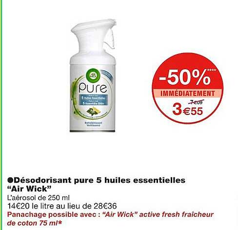 désodorisant pure 5 huiles essentielles "air wick"