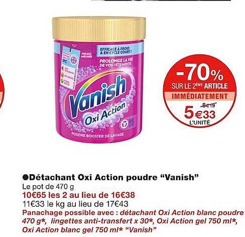 détachant oxi action poudre "vanish"