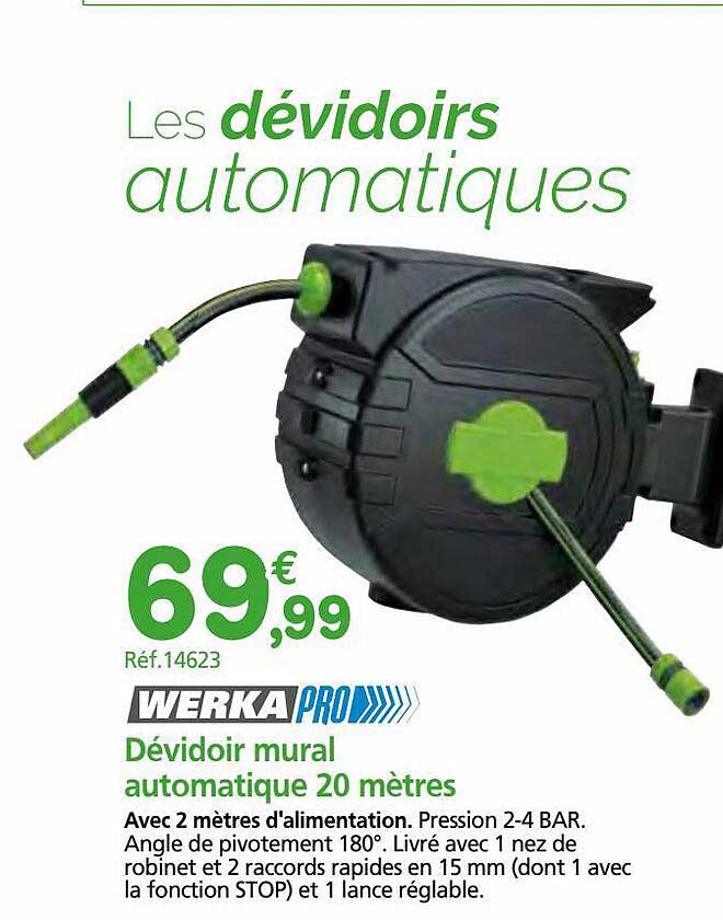 dévidoir mural automatique 20 mètres werka pro