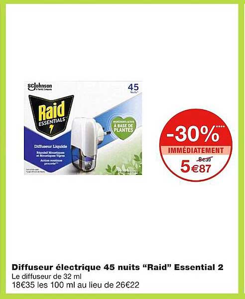 diffuseur électrique 45 nuits "raid" essential 2