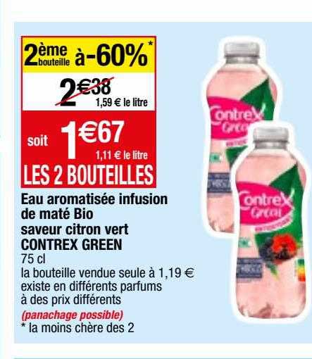 Eau Aromatisée Infusion De Maté Bio Saveur Citron Vert Contrex Green