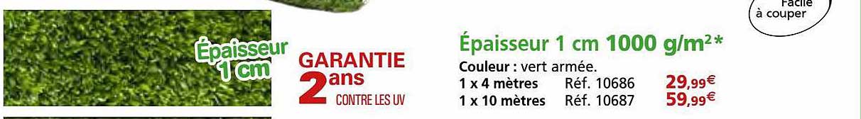 épaisseur 1 Cm 1000 G-m²