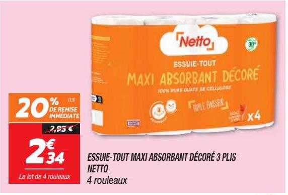 essuie-tout maxi absorbant décoré 3 plis netto