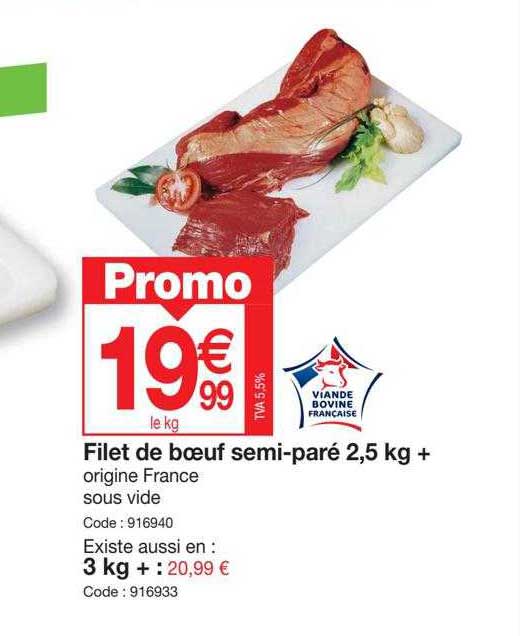 filet de bœuf semi-paré 2,5 kg+