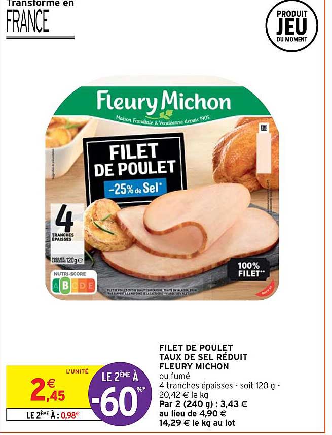 filet de poulet taux de sel réduit fleury michon