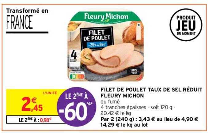 filet de poulet taux de sel réduit fleury michon