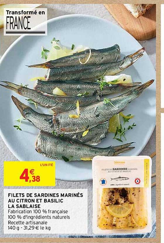 filets de sardines marinés au citron et basilic la sablaise