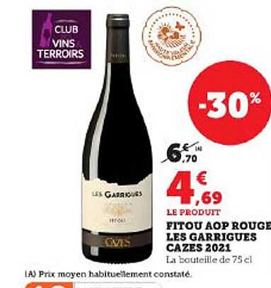 fitou aop rouge les garrigues cazes 2021