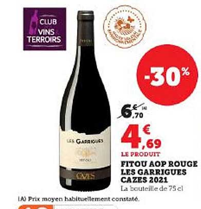 fitou aop rouge les garrigues cazes 2021