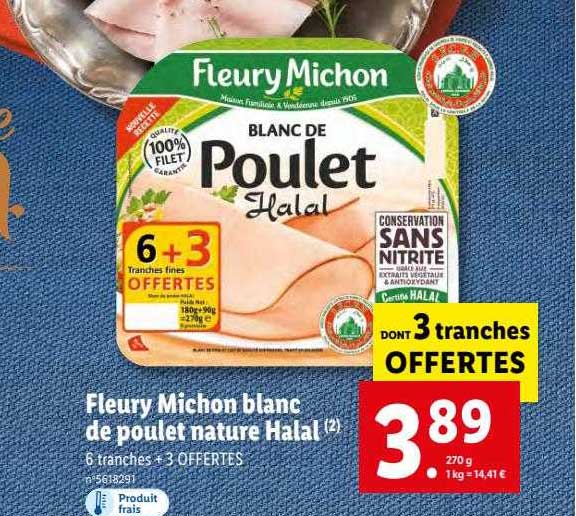 fleury michon blanc de poulet nature halal