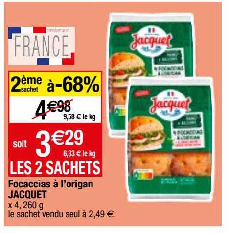 focaccias à l'origan jacquet