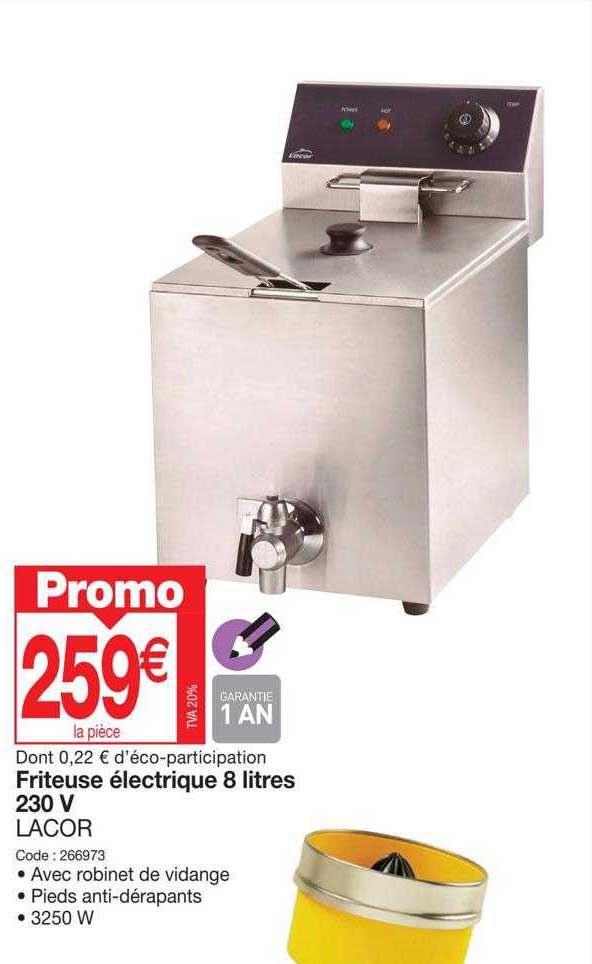 Friteuse électrique 8 Litres 230v Lacor