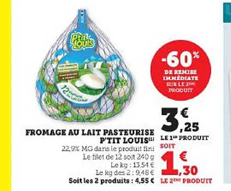 fromage au lait pasteurisé p'tit louis