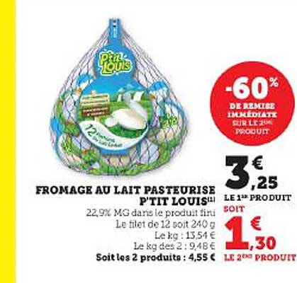 fromage au lait pasteurisé p'tit louis