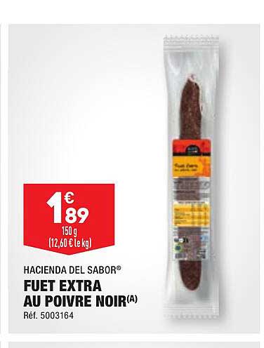 fuet extra au poivre noir hacienda del sabor