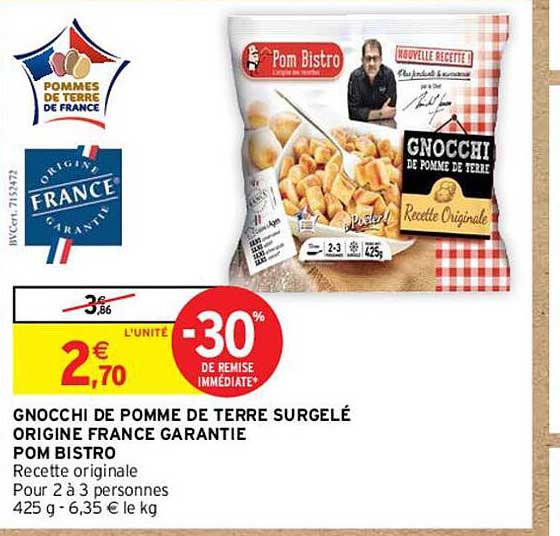 gnocchi de pomme de terre surgelé origine france garantie pom bistro