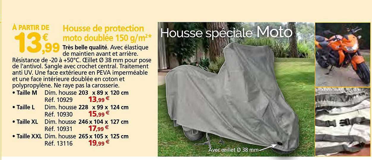 Housse De Protection Moto Doublée 150 G-m²