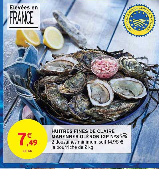 huitres fines de claire marennes oléron igp n°3