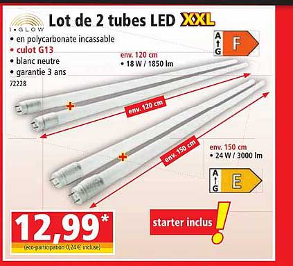 i-glow lot de 2 tubes led XXL