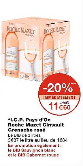 i.g.p. pays d'oc roche mazet cinsault grenache rosé