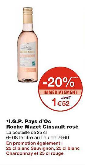 i.g.p. pays d'oc roche mazet cinsault rosé