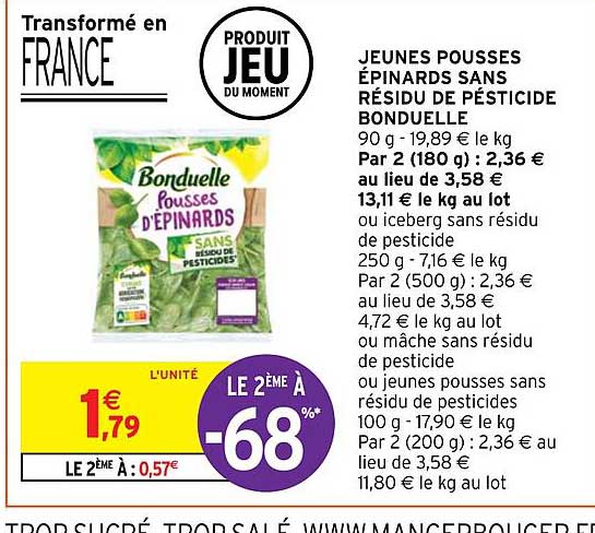 jeunes pousses épinards sans résidu de pesticide bonduelle